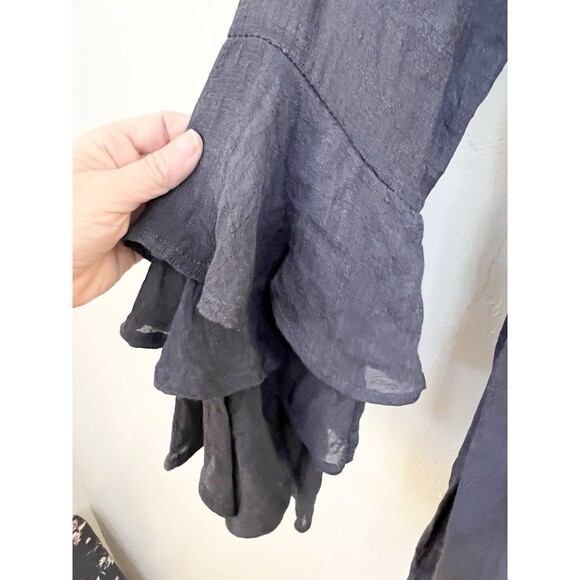 UMGEE Blue  Embroidered  Boho Bell Sleeve Crew Neck Women's Size S Shift Dress - Picture 3 of 11